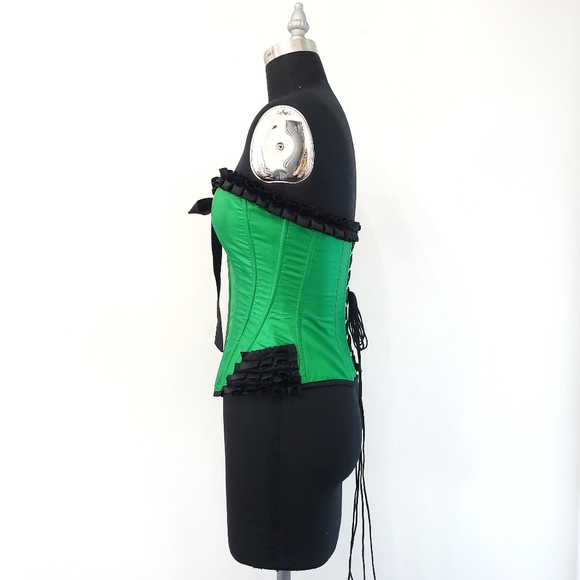 Vintage Y2K Dark Academia Romance Lingerie Ruffle Lace Up Corset - Picture 6 of 9